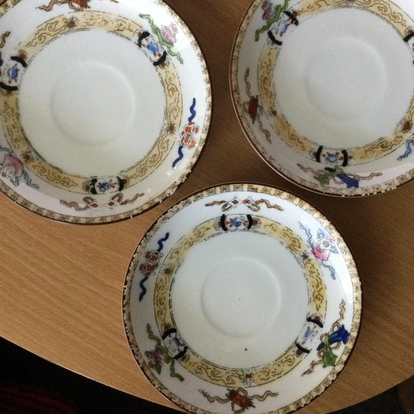 18pcs Hand painted Noritake Green M in wreath mark 8 cups & 10 saucers eggshell - Picture 6 of 12